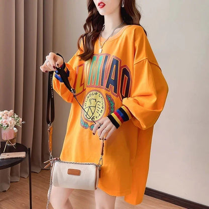 着せ グラフィックプリント 虹色 ロング長袖Tシャツ 三色トップス＜U-4107＞
