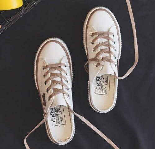 韓国系熊柄カジュアルキャンバススニーカー