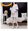 アルファベット プリント ドロップショルダー ロングTシャツ ゆったり＜U-2888＞