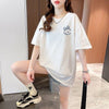 韓国系 アルファベット 可愛いウサギちゃん プリントTシャツ ゆったり半袖＜U-2969＞