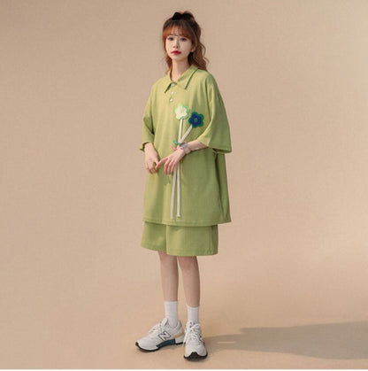 期間限定 ゆったり感アップ ファッション Tシャツ＋ショートパンツ セットアップ＜U-8679＞