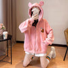 【裏起毛】可愛いクマちゃん厚手フルジップパーカー二色あり<U-4677>