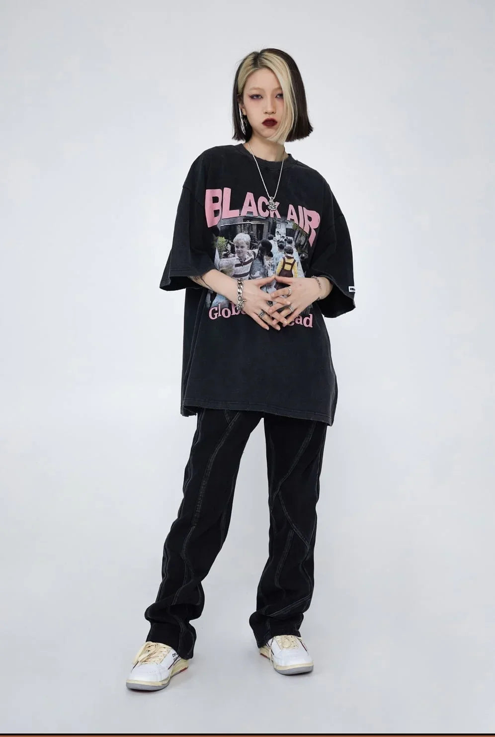 見逃し厳禁 ファッション ストリート系 ヴィンテージ加工 プリントTシャツ ＜U-2893＞