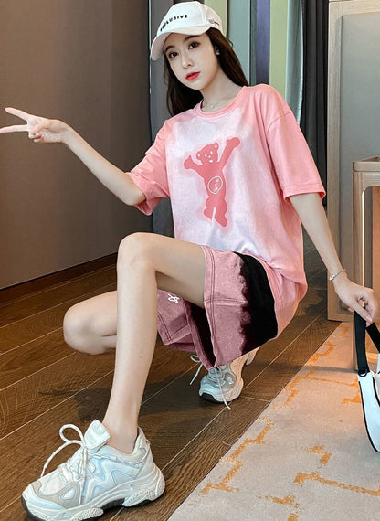 数量限定 ファッション 個性派 半袖Ｔシャツⅹパンツセット全4色<U-8783>