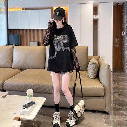話題沸騰中 レイヤード風 美人度アップ ルーズ Tシャツ ＜U-8707＞