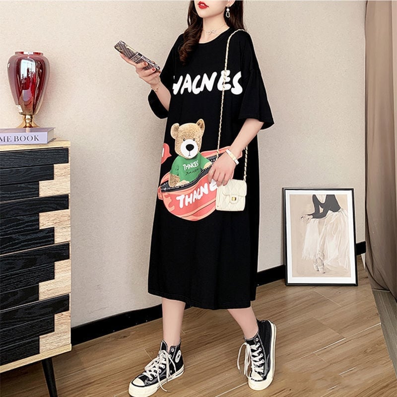 スタイリッシュ プリント カジュアル Tシャツ カットソー ワンピース＜U-8285＞
