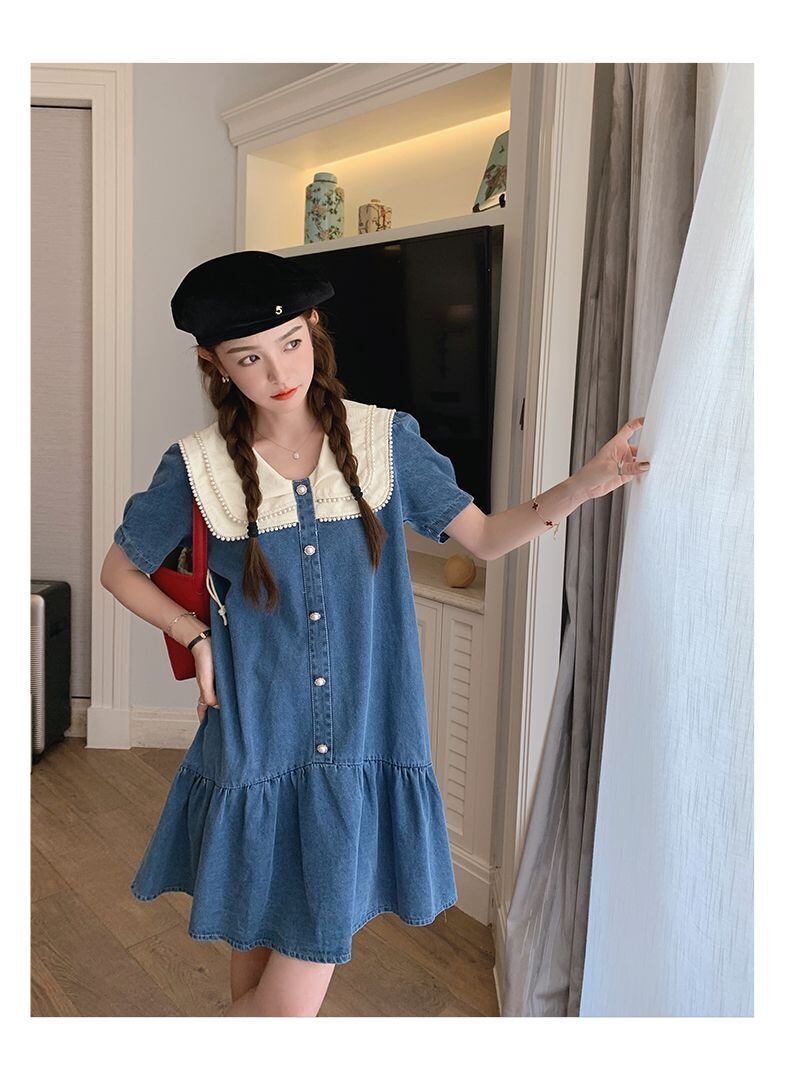 新商品 スウィート 大人可愛い デニム ワンピース<U-8375>