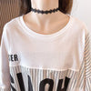 大好評 切り替え ストライプ柄 プリント ロング Tシャツ 三色 ゆったりワンピース ＜U-4012＞