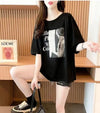 新作 リボン レース プリントTシャツ 白黒 ＜U-2844＞