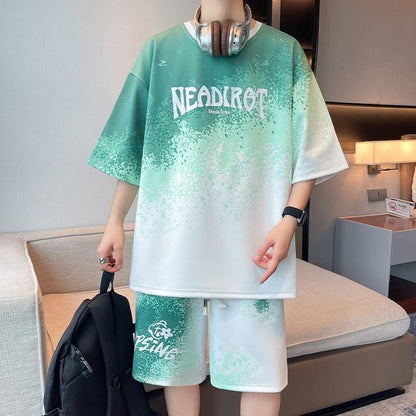 大人気アイテム グラデーション Tシャツ & ショーツ セットアップ U-80013