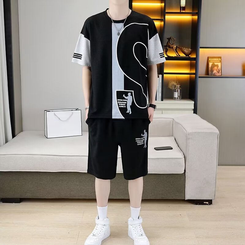 男女兼用 人気 カジュアル Tシャツ & ショーツ セットアップ U-80076