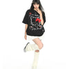 手描き風 クルーネック 落ち肩 ゆったり Tシャツ F-13512