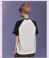 男女兼用 配色 ゆったり ルーズシルエット 甘カジュアル Tシャツ F-13503