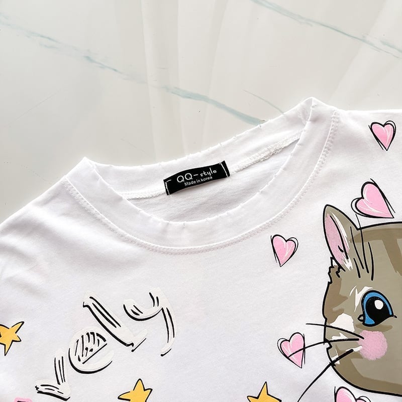 オシャレ度満点 切り替え 一目惚れ プリント Tシャツ カットソー＜U-3482＞