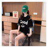 おすすめ プリント アルファベット ロング Tシャツ ゆったり半袖 ＜U-2881＞
