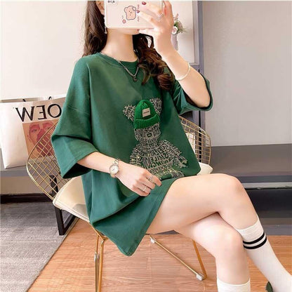 好感度満載 ラウンドネック スタイリッシュ プリント Tシャツ カットソー＜U-2795＞