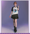 男女兼用 配色 ゆったり ルーズシルエット 甘カジュアル Tシャツ F-13503