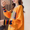 着?せ グラフィックプリント 虹色 ロング長袖Tシャツ 三色トップス＜U-4107＞