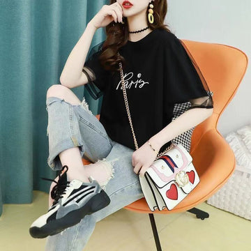ゆったり感アップ 切り替え 着心地抜群 プリント Tシャツ カットソー＜U-3541＞