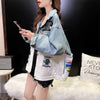 オシャレ感たっぷり 美人度アップ POLOネック プリント ジャケット ブルゾン＜isf-2823＞
