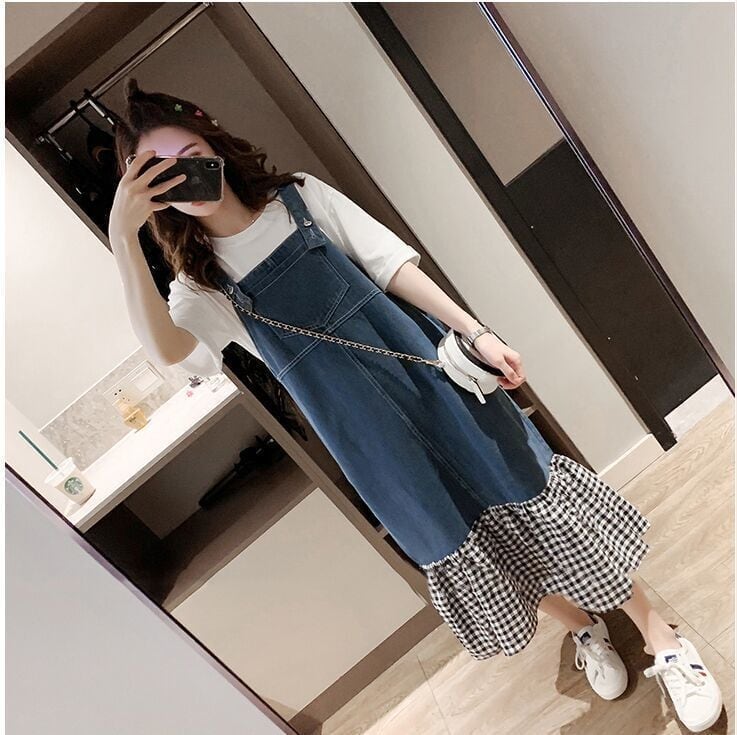 話題沸騰中 切り替え オシャレ度満点 半袖Ｔシャツ＋ワンピース セットアップ＜U-8322＞