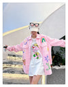 売り切れ必至 韓国風ファッション 上質 アバンギャルド プリント デニム Tシャツ ＜U-9479＞