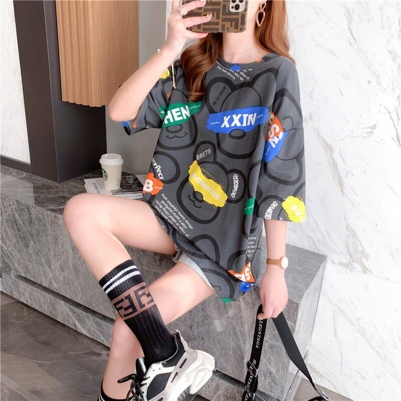 オシャレ度満点 プリント カジュアル Tシャツ カットソー＜U-3344＞