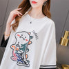 合わせやすい アルファベット ラウンドネック プリントTシャツ ゆったり ワンピース＜U-3992＞
