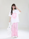 着回し力抜群 レース スウィートプリント 全2色 半袖Tシャツ ＜U-8711＞