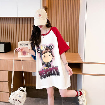 超人気 切り替え スウィート プリント レース 全2色 半袖Tシャツ ＜U-8716＞