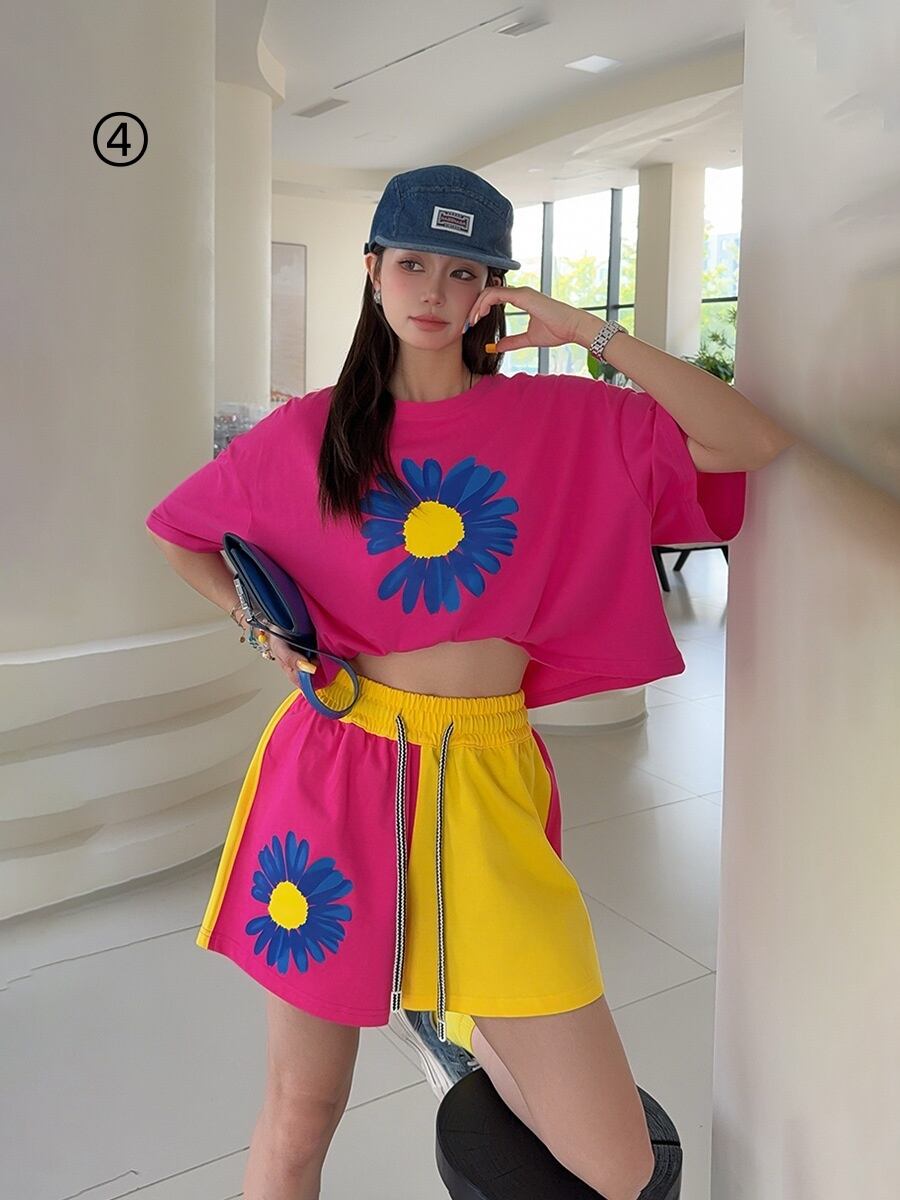 好感度UP カジュアル 真夏も快適 半袖 Tシャツ ショートパンツ セットアップ ＜U-11374＞