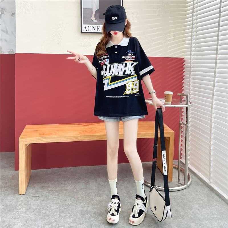 着心地抜群 切り替え 女性力を高める プリント Tシャツ カットソー＜U-3524＞