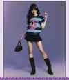 男女兼用 プリント 配色 ボーダー カジュアル Tシャツ F-13497