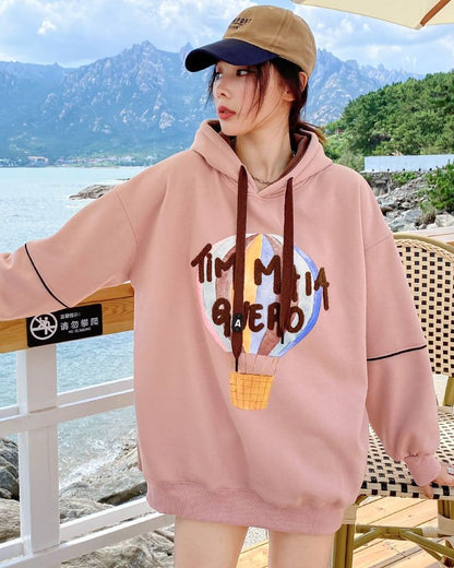 美人度アップ刺繍ロゴフード付きパーカ裏起毛  全5色トップス ＜U-4504＞