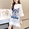 好感度満載 プリント 美感いっぱい Tシャツ カットソー ワンピース＜U-3428＞
