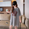 ファッション ロング プリントTシャツ 丸襟 半袖＜U-2807＞