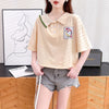 絶対欲しい キュート 定番シンプル 切り替え 全2色 半袖Tシャツ<U-8742>