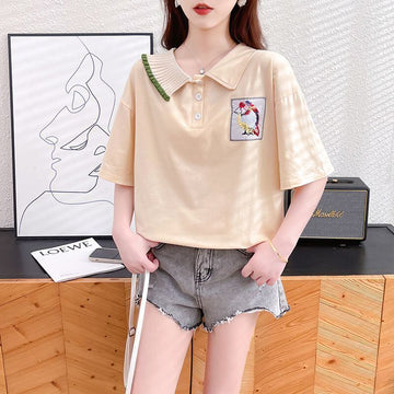 絶対欲しい キュート 定番シンプル 切り替え 全2色 半袖Tシャツ<U-8742>