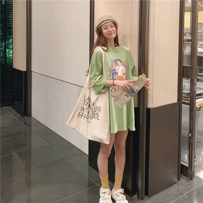 ルーズ 切り替え オシャレ度満点 プリント Tシャツ カットソー＜U-3459＞