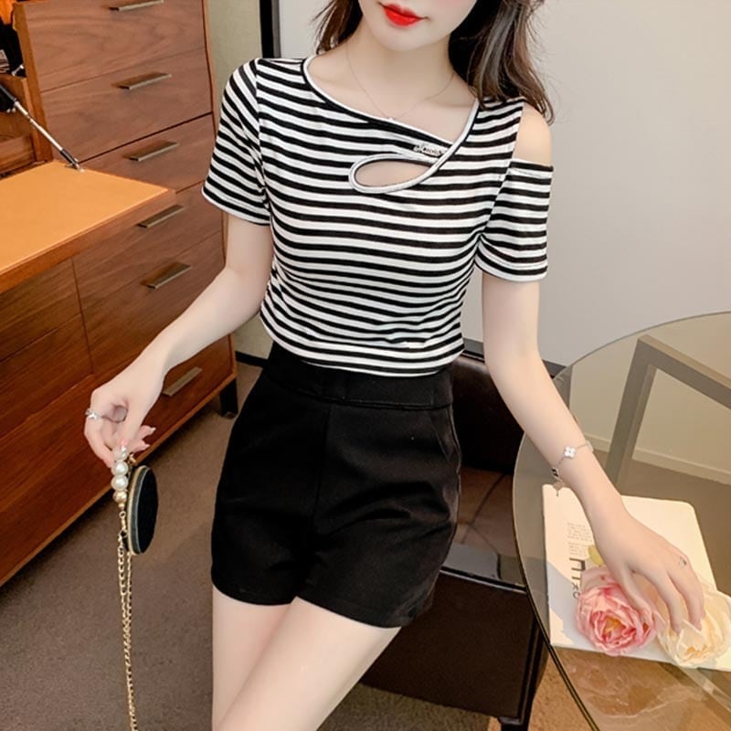 カジュアル 切り替え オシャレ度満点 プリント Tシャツ カットソー＜U-3565＞