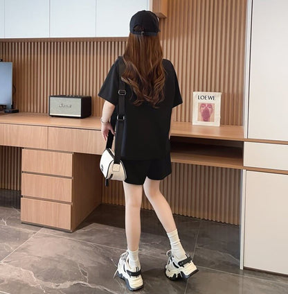 売り切れ必至  ルーズ 半袖Ｔシャツⅹパンツセット全2色<U-8190>