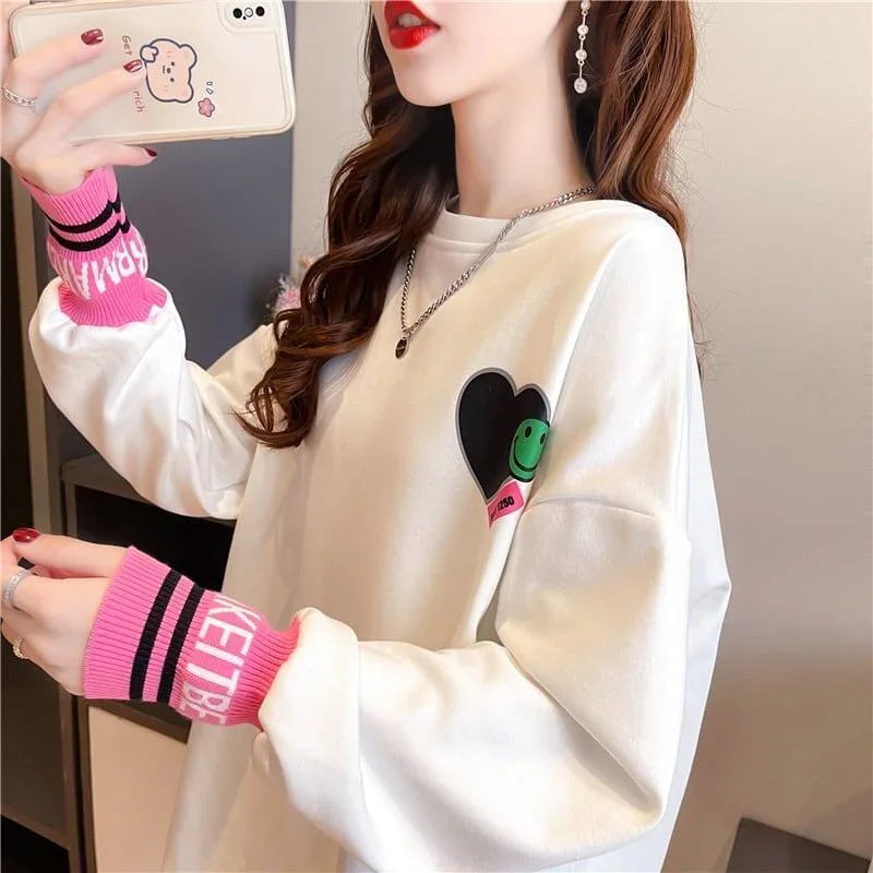 オシャレ度満点 プリント 美感いっぱい 切り替え 長袖 Tシャツ カットソー＜U-2790＞