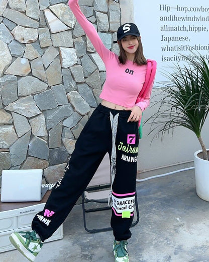 【裏起毛】見逃し厳禁 ファッション 個性派 スポーツパンツ<U-5846>