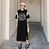 おすすめ レース ファッション 切り替え プリント Tシャツ カットソー ワンピース＜U-8535＞