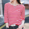 お買い得 定番シンプル 大活躍 着心地抜群 ストライプ柄 全4色 7分袖 Tシャツ ＜U-9134＞