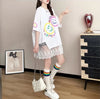 新作 ロゴ レイヤード風 プリント ゆったり 半袖 Ｔシャツ 全3色<U-4948>