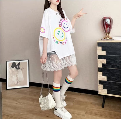 新作 ロゴ レイヤード風 プリント ゆったり 半袖 Ｔシャツ 全3色<U-4948>