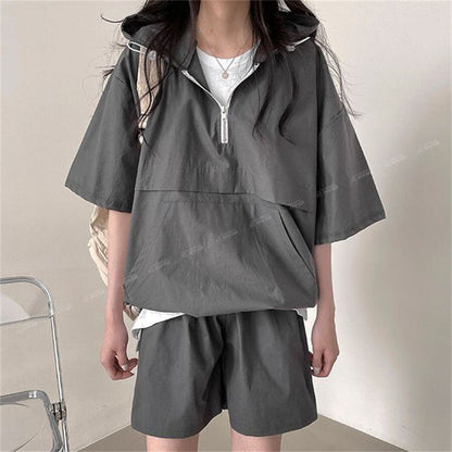 今季マストバイ カジュアル 真夏も快適 4色 半袖 Tシャツ ショートパンツ セットアップ ＜U-11156＞