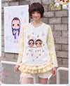 可愛い プリント ゆったり 甘カジュアル 長袖 Tシャツ F-13501