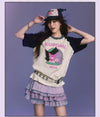 男女兼用 配色 ゆったり ルーズシルエット 甘カジュアル Tシャツ F-13503